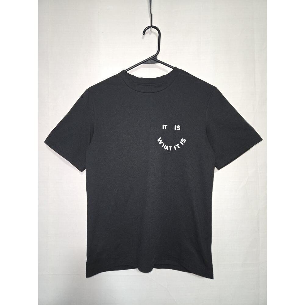 Tonfent Good Vibes Smiley Face T-Shirt XS Black Short Sleeve Graphic Tee VGC